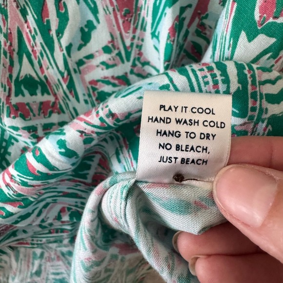 Kenny Flowers Mens Short Sleeve Button Up Shirt L Geometric Organic Rayon‎ - Picture 7 of 9